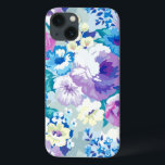 iPhone 13 Case Aquarelles modernes Tons doux Fleurs Motif<br><div class="desc">Des aquarelles modernes colorées illustrent les fleurs d'été dans un motif sans couture. Les tons pastel violet,  bleu et rose avec des accents blancs.</div>
