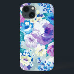 iPhone 13 Case Aquarelles modernes Tons doux Fleurs Motif<br><div class="desc">Des aquarelles modernes colorées illustrent les fleurs d'été dans un motif sans couture. Les tons pastel violet,  bleu et rose avec des accents blancs.</div>