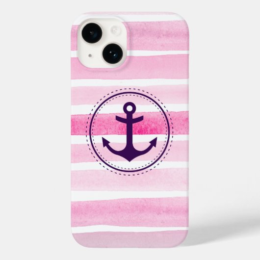 Coques Case-Mate iPhone Aquarelles rose tendance violet Ancre Coque-M (Verso)