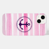Coques Case-Mate iPhone Aquarelles rose tendance violet Ancre Coque-M (Verso (horizontal))