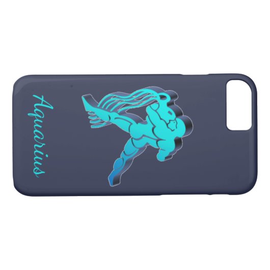 Coques Case-Mate iPhone Aquarius Blue Zodiac Astrologie Drôle Élégant (Dos (Horizontal))