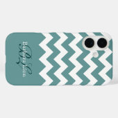 Coques Case-Mate iPhone aquarius chevron blanc sur bleu (Verso (horizontal))