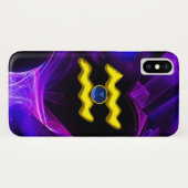 Coques Case-Mate iPhone AQUARIUS OR ZODIAC SIGNE Bleu Violet Fractées (Dos (Horizontal))
