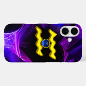 Coques Case-Mate iPhone AQUARIUS OR ZODIAC SIGNE Bleu Violet Fractées (Verso (horizontal))