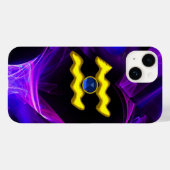 Coques Case-Mate iPhone AQUARIUS OR ZODIAC SIGNE Bleu Violet Fractées (Verso (horizontal))
