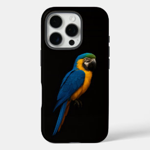 Coques iPhone 16 Pro Ara Macao bleu et jaune Black 4 Luxe iPhone 16 Pro