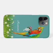Coques Case-Mate iPhone Ara tropical et fleurs blanches sur sarcelle (Dos (Horizontal))