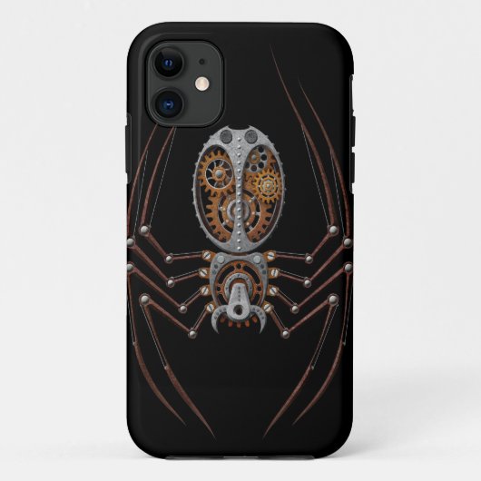 Coques Case-Mate iPhone Araignée de Steampunk, arrière - plan noir (Dos)