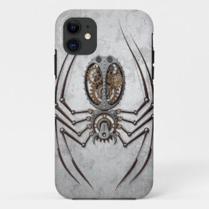 Coque iPhone 11 Araignée de Steampunk sur l'acier rugueux