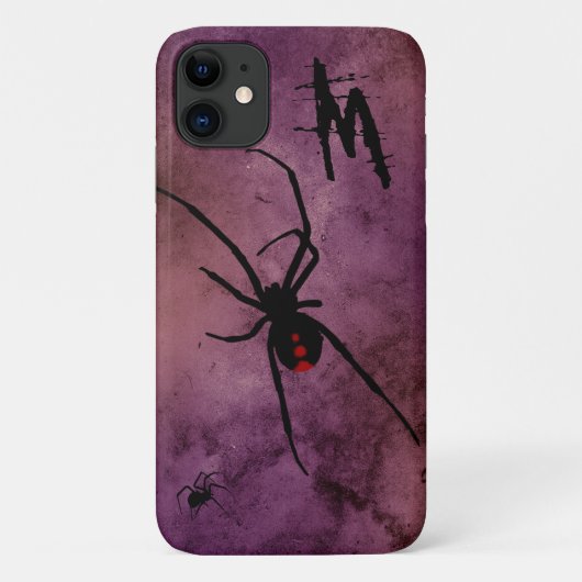 Coques Case-Mate iPhone Araignée noire gothique d'Halloween Monogramme (Dos)