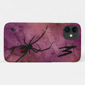 Coques Case-Mate iPhone Araignée noire Gothique Halloween Nom du monogramm (Dos (Horizontal))