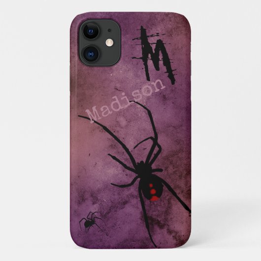 Coques Case-Mate iPhone Araignée Veuve Noire Gothique Monogramme Nom Hallo (Dos)