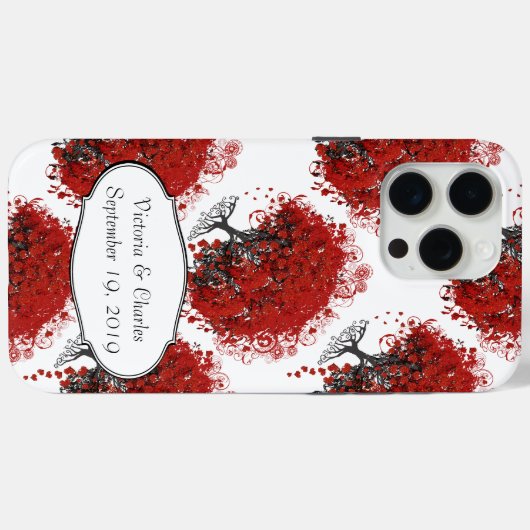 Coques Case-Mate iPhone Arbre à feuilles de coeur rouge (Verso (horizontal))