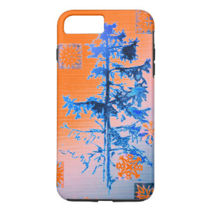 Case-Mate iPhone Case Arbre à sapins et flocons de neige Orange
