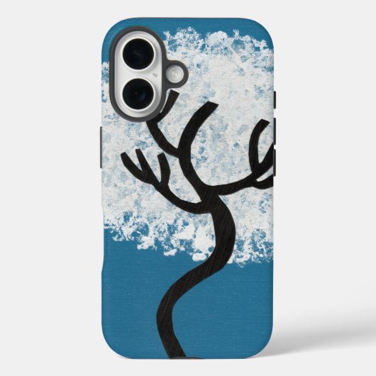 Coques Case-Mate iPhone Arbre abstrait sur fond bleu (Verso)