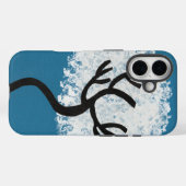Coques Case-Mate iPhone Arbre abstrait sur fond bleu (Verso (horizontal))