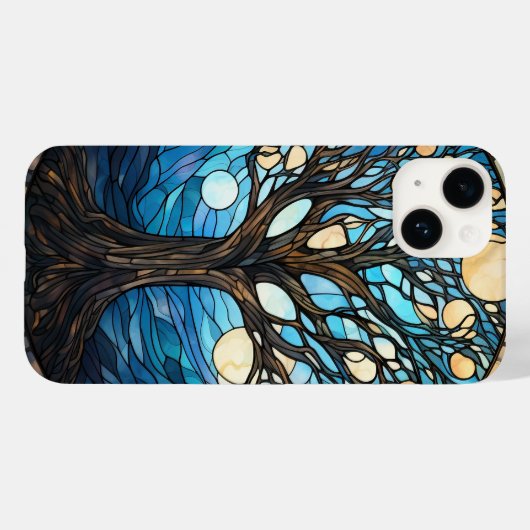 Coques Case-Mate iPhone arbre céleste en vitrail mignon (Verso (horizontal))