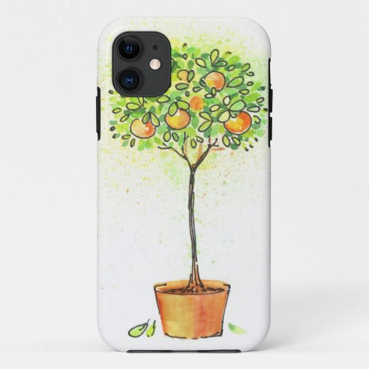 Coques Case-Mate iPhone Arbre d'agrume peint d'aquarelle dans le pot (Dos)