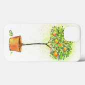 Coques Case-Mate iPhone Arbre d'agrume peint d'aquarelle dans le pot (Verso (horizontal))
