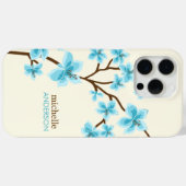 Coques Case-Mate iPhone Arbre de fleurs de cerisier d'Aqua (Verso (horizontal))