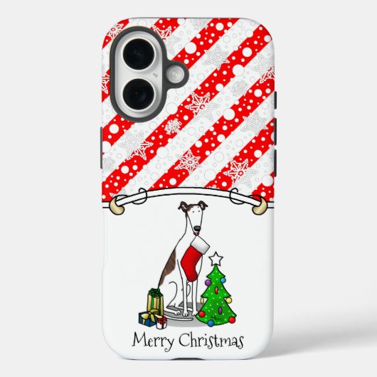 Coques Case-Mate iPhone Arbre de Noël 2 Greyhound (blanc broché) Chien Amu (Verso)