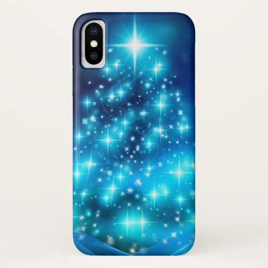 Coques Case-Mate iPhone Arbre de Noël bleu électrique moderne avec lumière (Dos)