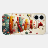 Coques Case-Mate iPhone Arbre de Noël cinglé en Whimsical Snowman (Verso (horizontal))