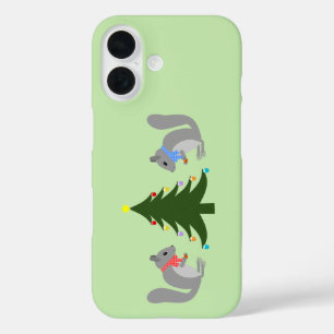 Coques iPhone 16 Arbre de Noël décorant les écureuils
