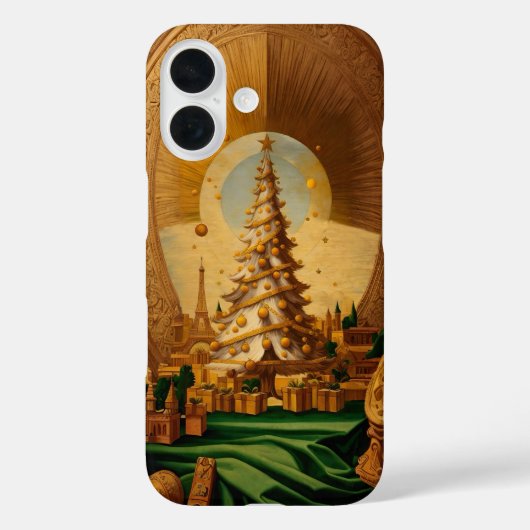 Coques Case-Mate iPhone Arbre de Noël d'or avec la Tour Eiffel (Verso)