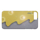 Coques Case-Mate iPhone Arbre de Noël doré sur gris avec texte (Dos (Horizontal))