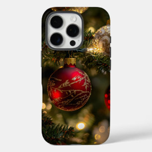 Coques iPhone 16 Pro Arbre de Noël élégant rouge or doré