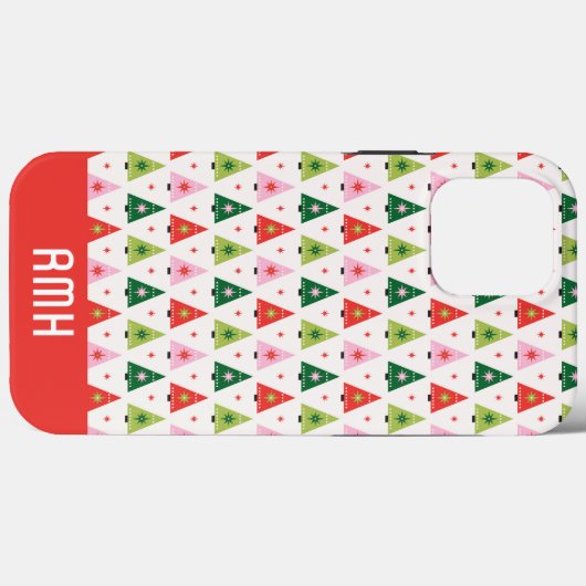 Coques Case-Mate iPhone Arbre de Noël Monogramme initial Joyeux et Humeur (Verso (horizontal))
