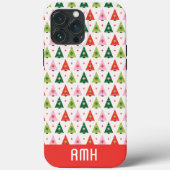 Coques Case-Mate iPhone Arbre de Noël Monogramme initial Joyeux et Humeur (Verso)