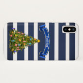 Coques Case-Mate iPhone Arbre de Noël nautique personnalisé (Dos (Horizontal))