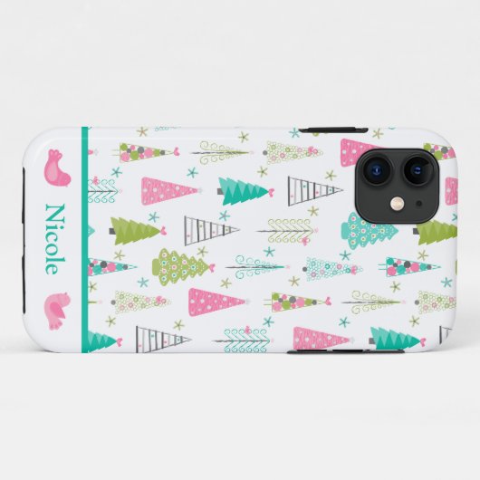 Coques Case-Mate iPhone Arbre de Noël rose (Dos (Horizontal))