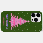 Coques Case-Mate iPhone Arbre de Noël rose Nom personnalisé Vert (Verso (horizontal))