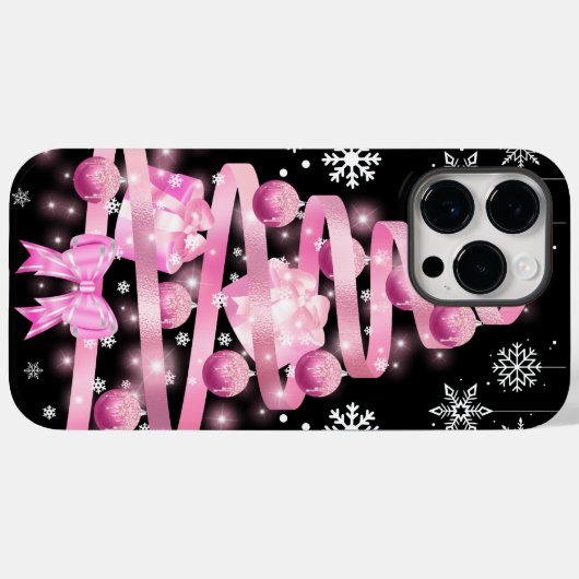 Coques Case-Mate iPhone Arbre de Noël rose pâle blanc Snowflake (Verso (horizontal))