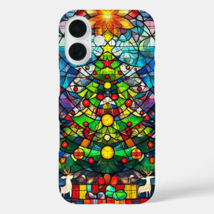 Coques iPhone 16 Arbre de Noël vibrant en verre coloré