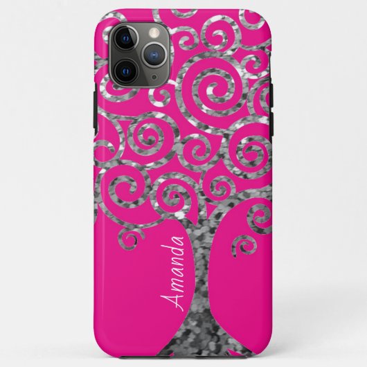 Coques Case-Mate iPhone Arbre de Parties scintillant spirale rose-chaud pe (Dos)