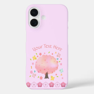 Coques iPhone 16 Arbre de printemps et oiseaux personnalisés