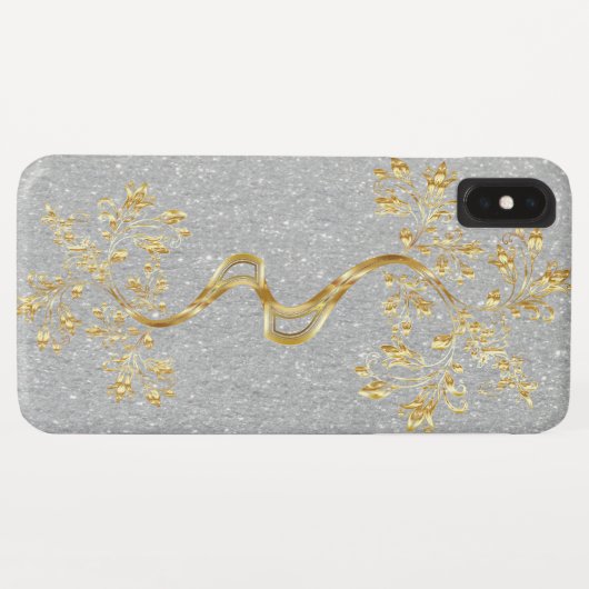 Coques Case-Mate iPhone Arbre d'or sur Parties scintillant Argent (Dos (Horizontal))