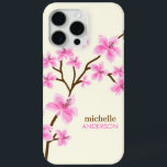 Coque iPhone 15 Pro Max Arbre en fleurs de cerisiers roses<br><div class="desc">Fleurs de cerisier rose</div>