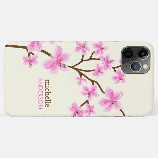 Coques Case-Mate iPhone Arbre en fleurs de cerisiers roses (Dos (Horizontal))