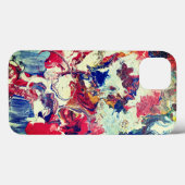 Coques Case-Mate iPhone Arbre en fleurs rouge abstrait bleu jaune (Verso (horizontal))