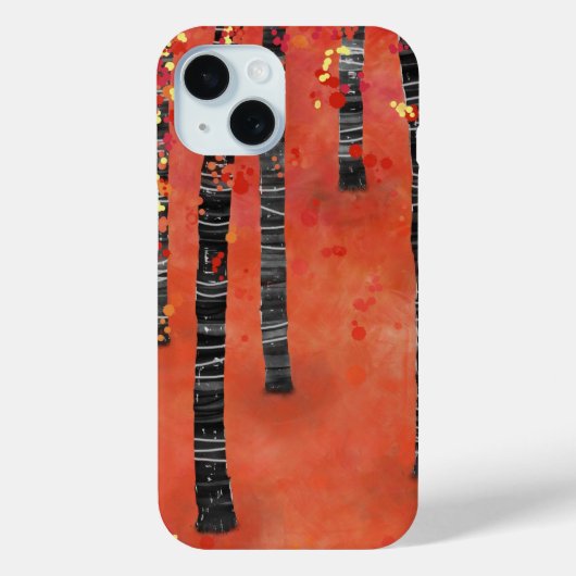 Coques Case-Mate iPhone Arbre forestier Rouge Abstrait (Verso)