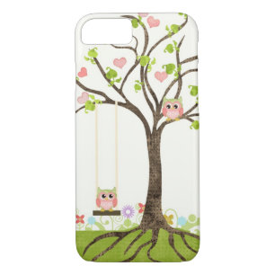Coque iPhone 8/7 Arbre mignon lunatique de hiboux des remous de