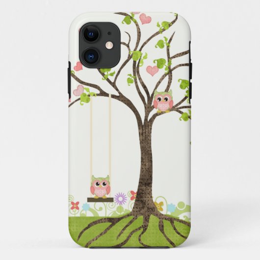 Coques Case-Mate iPhone Arbre mignon lunatique de hiboux des remous de (Dos)