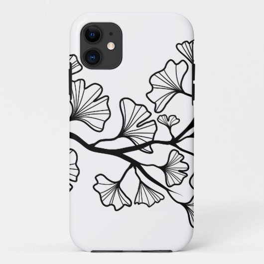 Coques Case-Mate iPhone arbre noir de ginkgo avec le feuille (Dos)