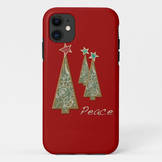Coques Case-Mate iPhone Arbre-Paix/rouge de Noël (Dos)