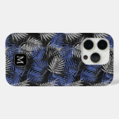 Coques Case-Mate iPhone Arbre Palmier Paillettes Argent Monogramme Moderne (Verso (horizontal))